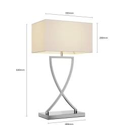 Lucande bordlampe Evaine, krom/hvid, metal, 66 cm, E27