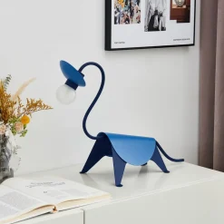 Lucande bordlampe Idalina, Dino, blå, stål, 44 cm