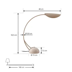 Lucande bordlampe Rivera, beige, metal, sten, 51 cm, G9