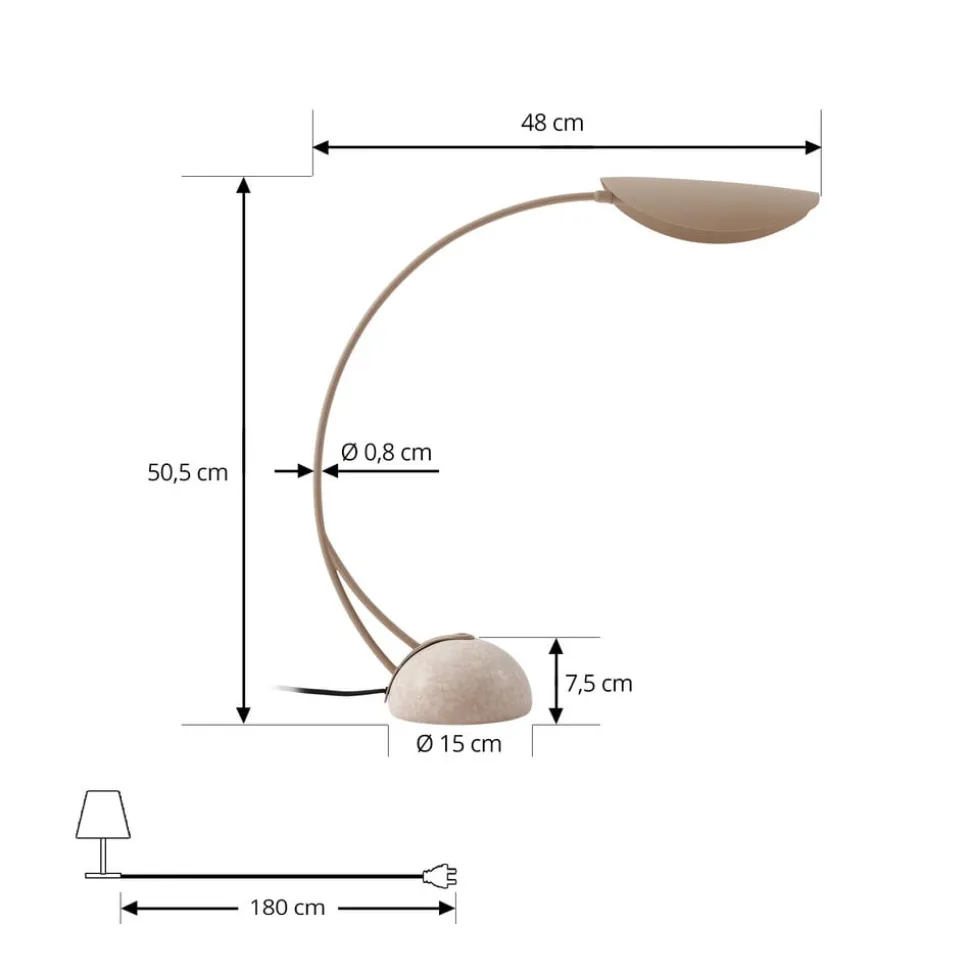Lucande bordlampe Rivera, beige, metal, sten, 51 cm, G9