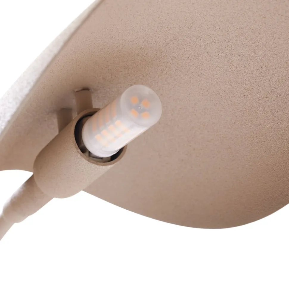 Lucande bordlampe Rivera, beige, metal, sten, 51 cm, G9