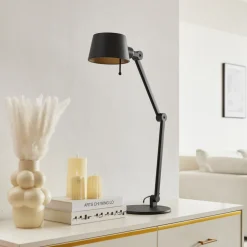 Lucande bordlampe Silka, sort, metal, 93,5 cm høj