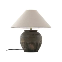 Lucande bordlampe Thalorin, højde 46 cm, grå, keramik