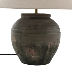 Lucande bordlampe Thalorin, højde 46 cm, grå, keramik