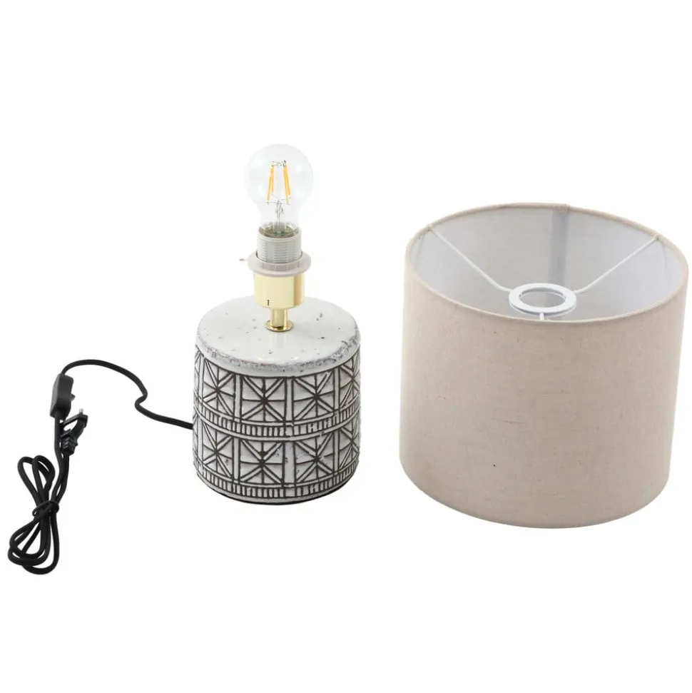 Lucande bordlampe Thalorin, 36,5 cm, sort/hvid, keramik