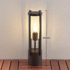 Lucande Brienne sokkellampe, 50 cm, antracit, metal