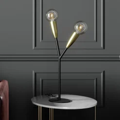 Lucande Carlea bordlampe, 2 lyskilder sort-messing