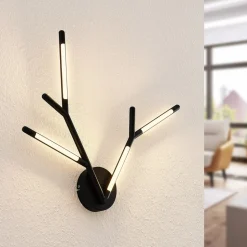 Lucande Cuerno LED-væglampe i sort-hvid