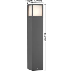 Lucande Dewari vejlampe, E27, 65 cm, mørkegrå, IP54