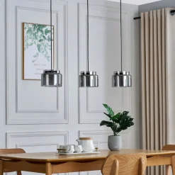 Lucande Diano hængelampe, røggrå, 3 lyskilder