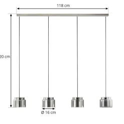 Lucande Diano hængelampe, røggrå, version med 4 lyskilder
