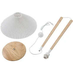 Lucande Ellorin gulvlampe, hvid, træ, Ø 47,5 cm, E27