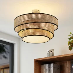 Lucande Elowen loftlampe, Ø 56 cm, rattan, bambus
