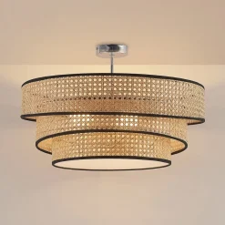 Lucande Elowen loftlampe, Ø 56 cm, rattan, bambus