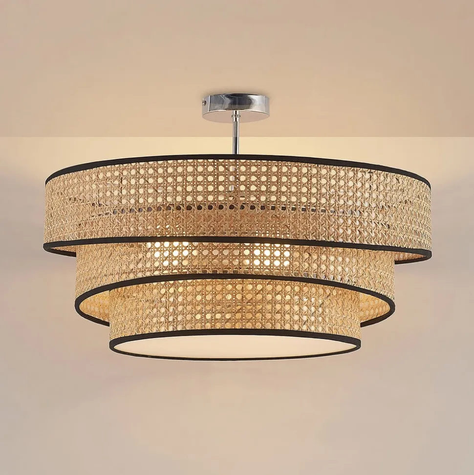 Lucande Elowen loftlampe, Ø 56 cm, rattan, bambus