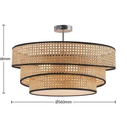 Lucande Elowen loftlampe, Ø 56 cm, rattan, bambus