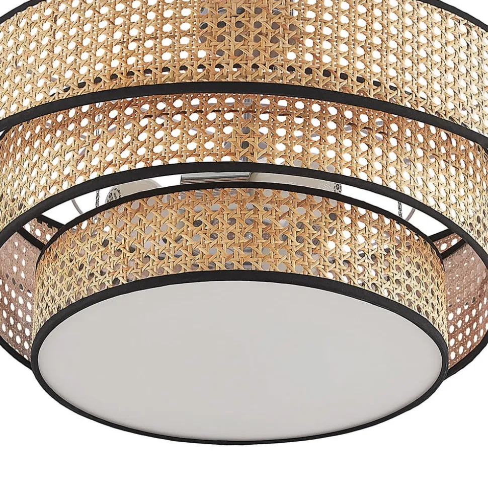 Lucande Elowen loftlampe, Ø 56 cm, rattan, bambus