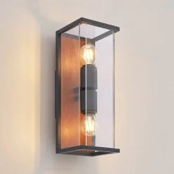 Lucande Elwin væglampe, kantet, 2 lyskilder