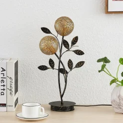 Lucande Evory bordlampe, 48 cm, 2 lyskilder, sort/guld, G9