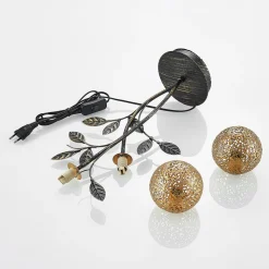 Lucande Evory bordlampe, 48 cm, 2 lyskilder, sort/guld, G9