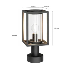 Lucande Ferda sokkellampe, 37 cm, antracit, IP44
