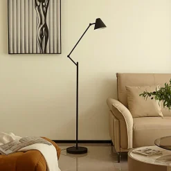 Lucande gulvlampe Phina, sort/hvid, justerbar, E27