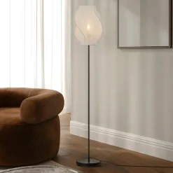 Lucande gulvlampe Tovina, tekstil, hvid, højde 165 cm