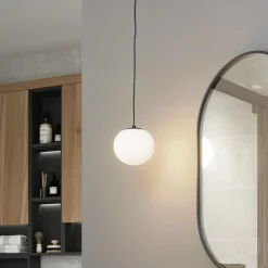 Lucande hængelampe Bidolo, sort, glas, Ø 15 cm, IP44