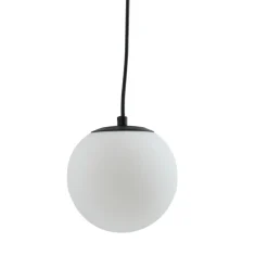 Lucande hængelampe Bidolo, sort, glas, Ø 15 cm, IP44