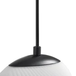 Lucande hængelampe Lunelle, sort, glas, 4 lyskilder, Ø 40 cm