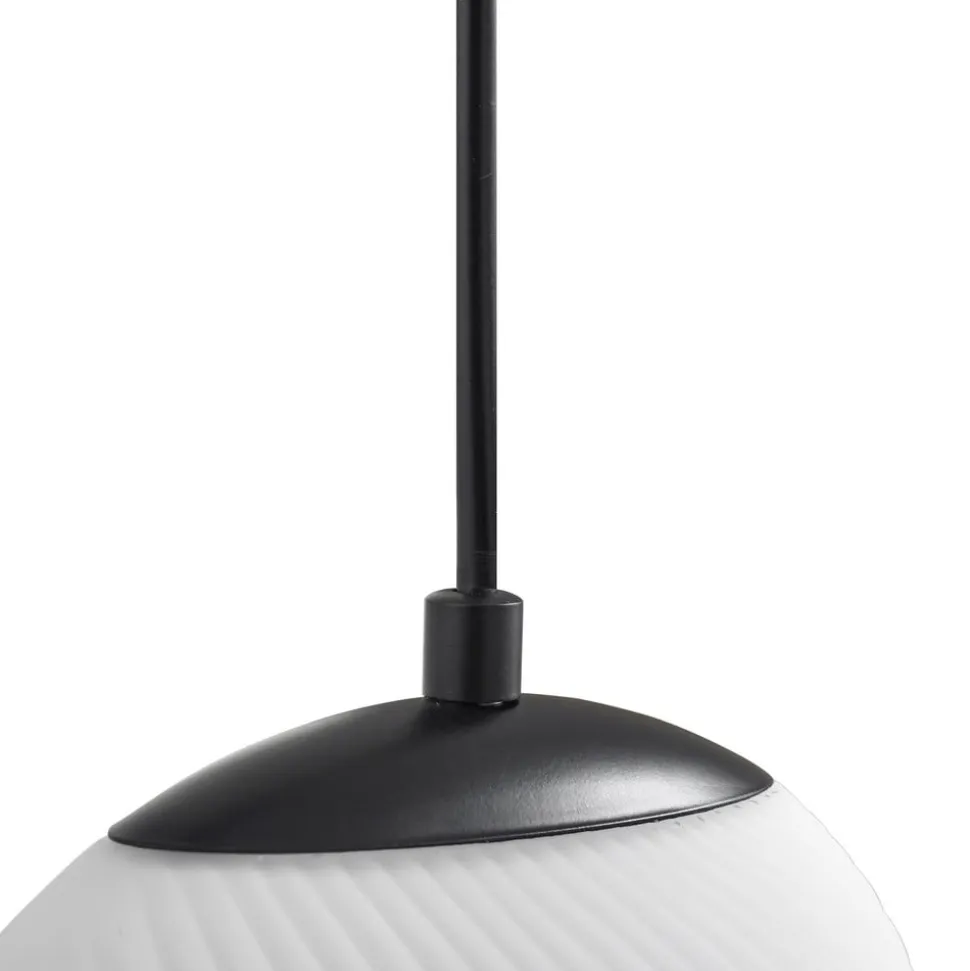 Lucande hængelampe Lunelle, sort, glas, 4 lyskilder, Ø 40 cm