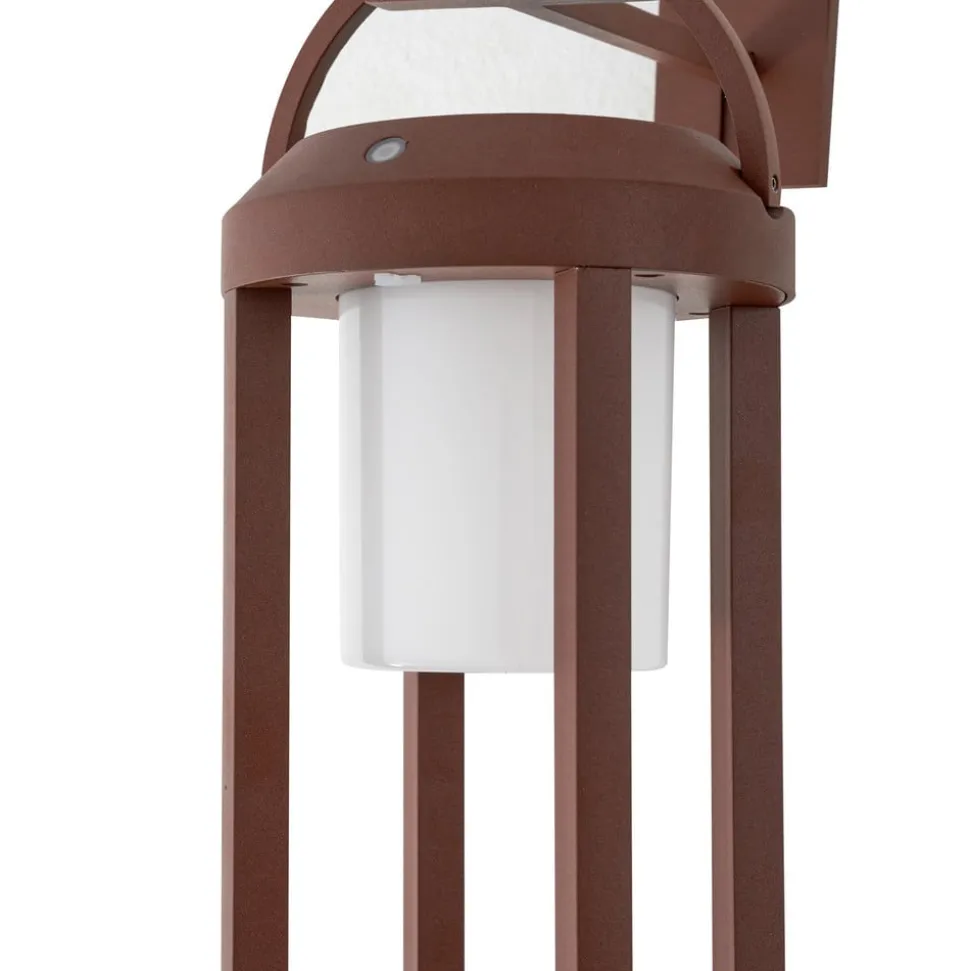 Lucande 2-i-1 LED-solcelle-væglampe Tilena, rustfarvet, rund, aluminium