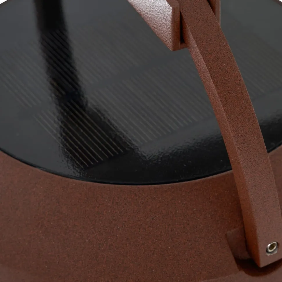 Lucande 2-i-1 LED-solcelle-væglampe Tilena, rustfarvet, rund, aluminium