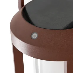 Lucande 2-i-1 LED-solcelle-væglampe Tilena, rustfarvet, rund, aluminium