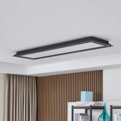 Lucande LED loftlampe Leicy, sort, 124 cm, RGB, CCT