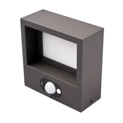 Lucande LED solcelle-væglampe Mahra, antracit, metal, sensor