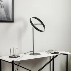 Lucande LED-bordlampe Yekta, sort, 59 cm, dæmpbar