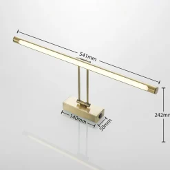Lucande LED-gallerilampe Dimitrij, messing, metal, 54 cm