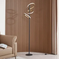 Lucande LED-gulvlampe Madu, sort, metal, 160 cm, dæmpbar