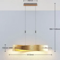 Lucande LED-hængelampe Marija, 101 cm, guldfarvet, dæmpbar