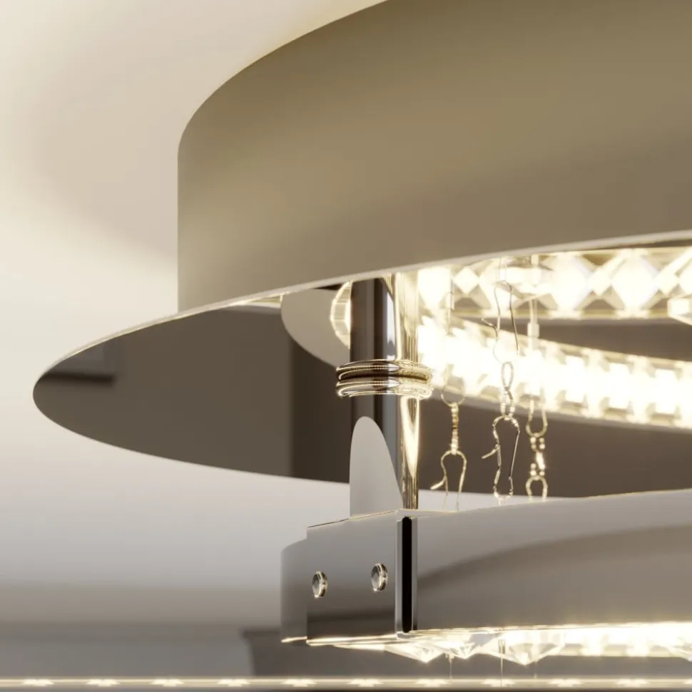 Lucande LED-loftlampe Keely, kromfarvet, krystal, 45 cm