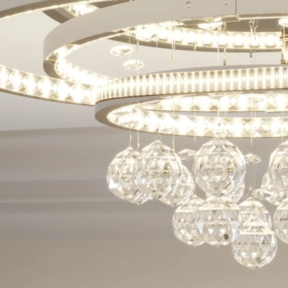 Lucande LED-loftlampe Keely, kromfarvet, krystal, 45 cm