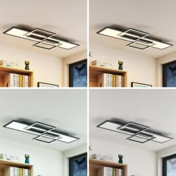 Lucande LED-loftlampe Narumi, CCT, 110 cm, sort, aluminium