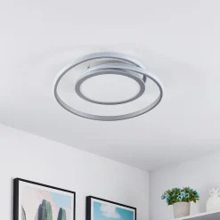 Lucande LED-loftlampe Noud, 49 cm, sølv, aluminium, dæmpbar