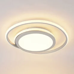 Lucande LED-loftlampe Noud, 49 cm, sølv, aluminium, dæmpbar