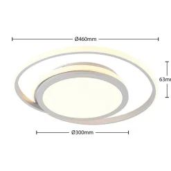 Lucande LED-loftlampe Noud, 49 cm, sølv, aluminium, dæmpbar