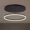 Lucande LED-loftlampe Orven, sort/træ, Ø50 cm, dæmpbar