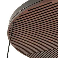 Lucande LED-loftlampe Orven, sort/træ, Ø50 cm, dæmpbar