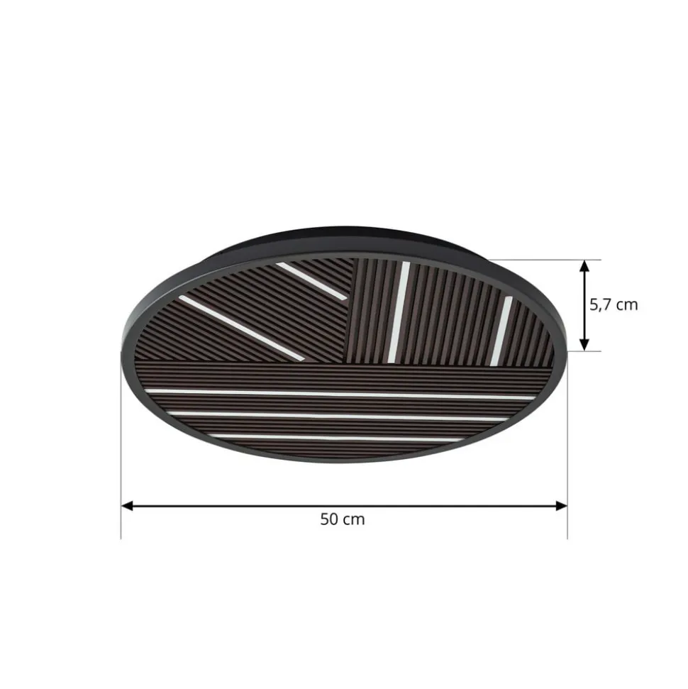 Lucande LED-loftlampe Orven, træ, Ø 50 cm, dæmpbar