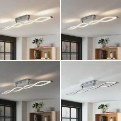 Lucande LED-loftlampe Roan, 115 cm, krom, stål